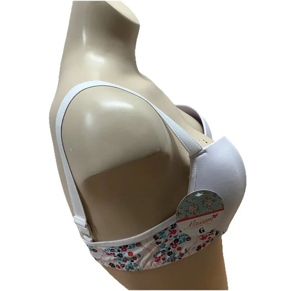 Massam Size Large White Floral Lace Underwire Bra. Made in Brazil New.